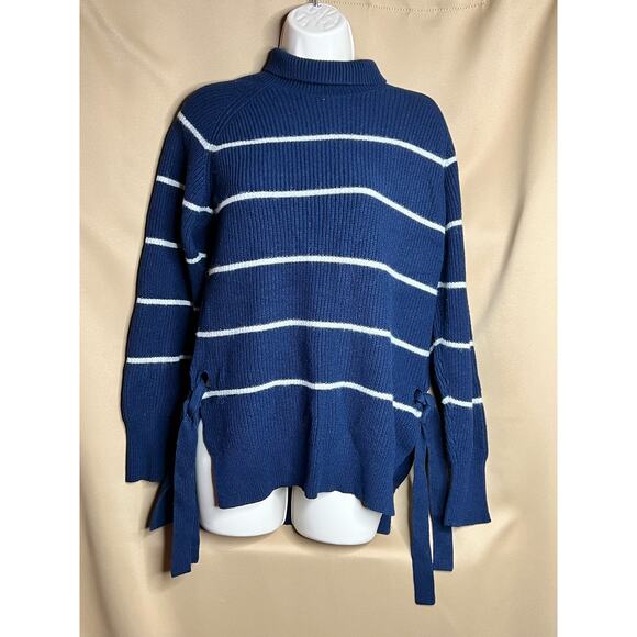 Rebecca Taylor Blue Striped Turtleneck Sweater S - Picture 6 of 14